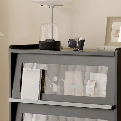 Vitrine moderne en bois noir avec verre inversé