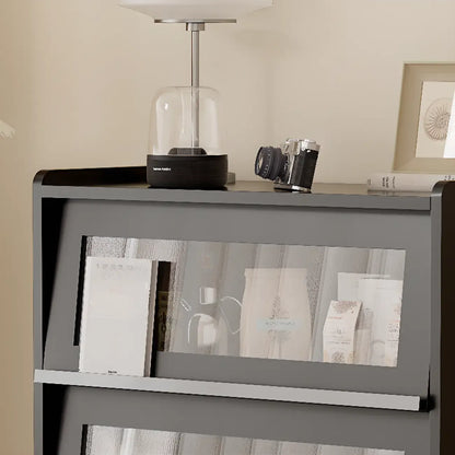 Vitrine moderne en bois noir avec verre inversé