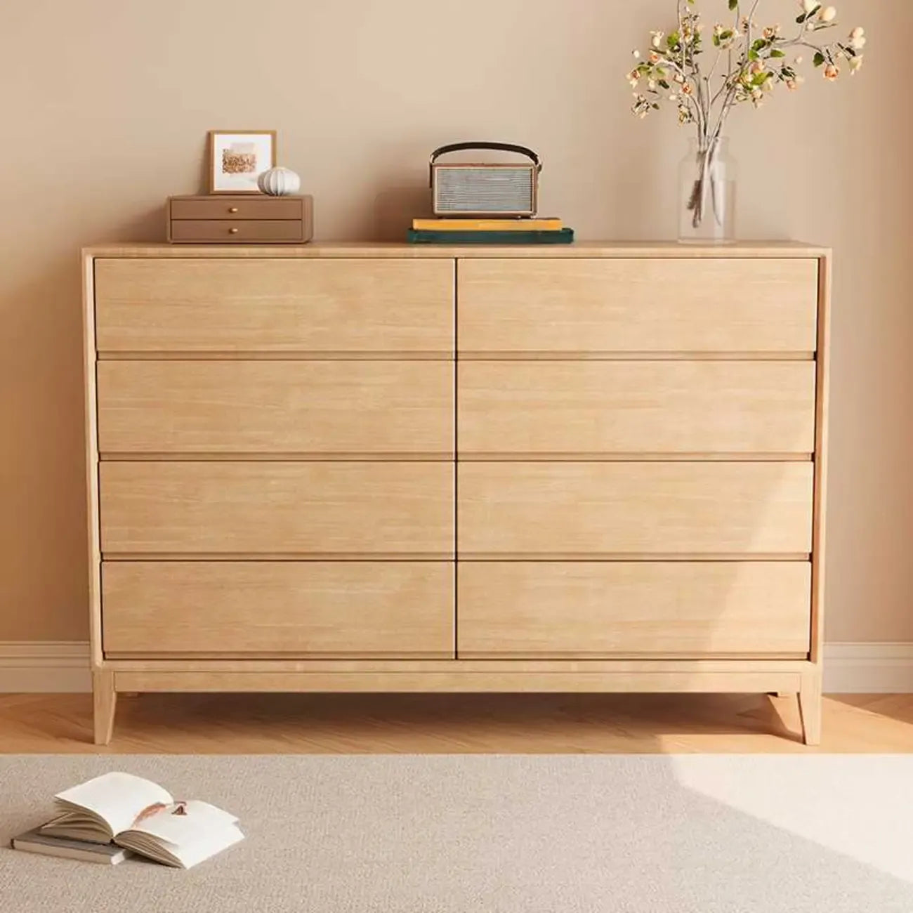 Commodes de rangement à 4 niveaux en bois naturel, style minimaliste, pour salon