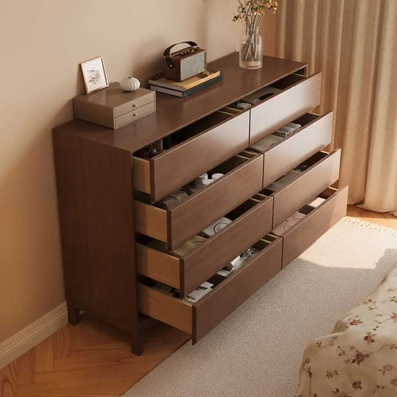 Commodes de rangement à 4 niveaux en bois naturel, style minimaliste, pour salon