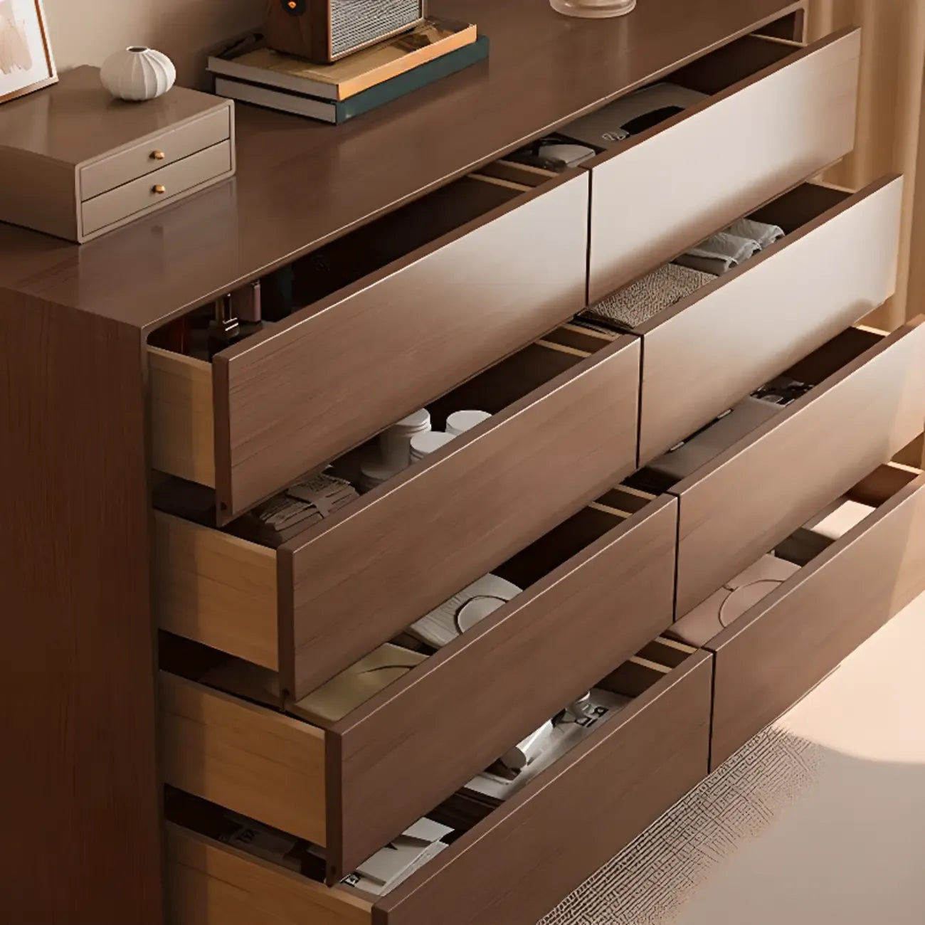 Commodes de rangement à 4 niveaux en bois naturel, style minimaliste, pour salon