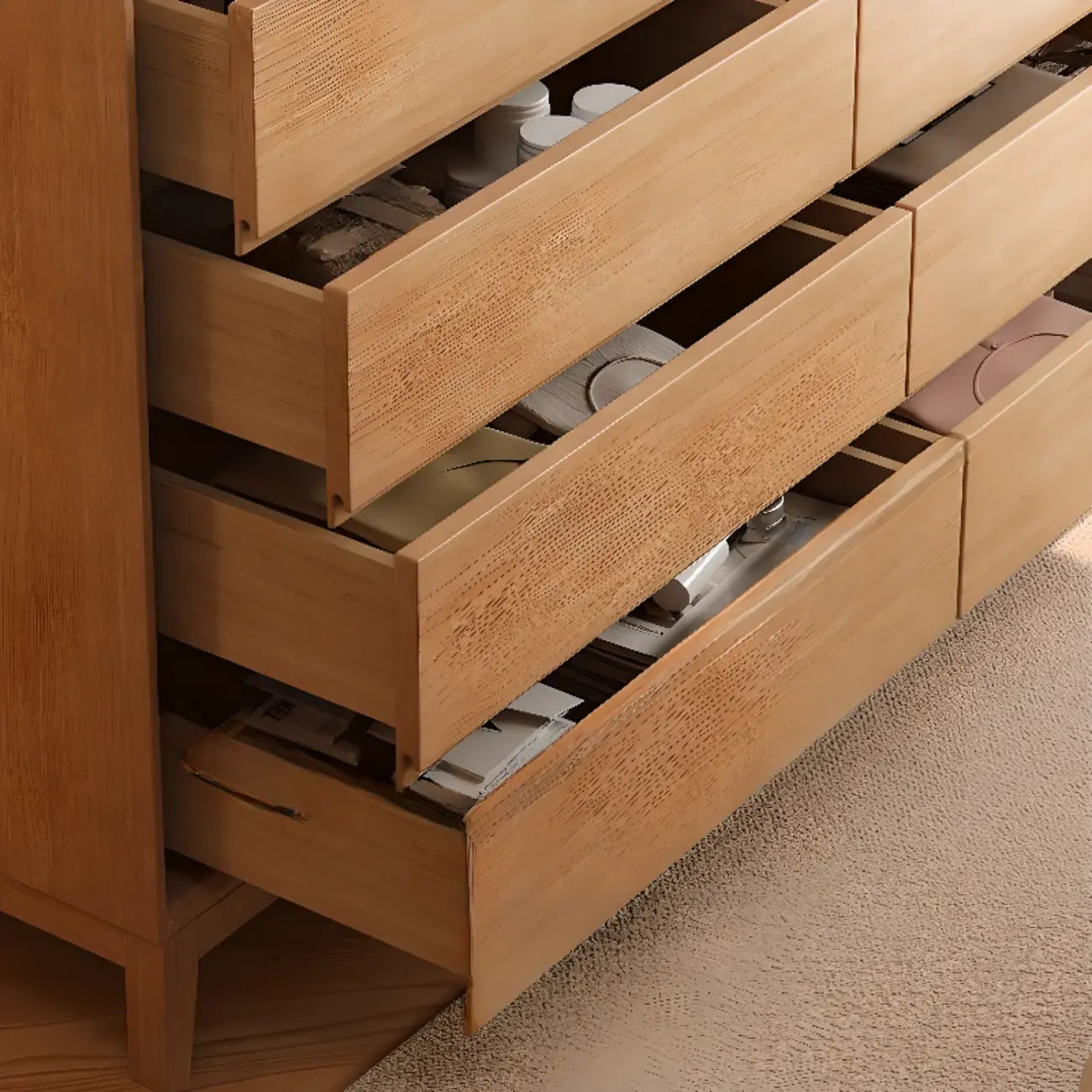 Commodes de rangement à 4 niveaux en bois naturel, style minimaliste, pour salon