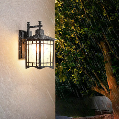Applique murale d'extérieur classique vintage en métal et verre