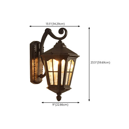 Applique murale d'extérieur classique vintage en métal et verre