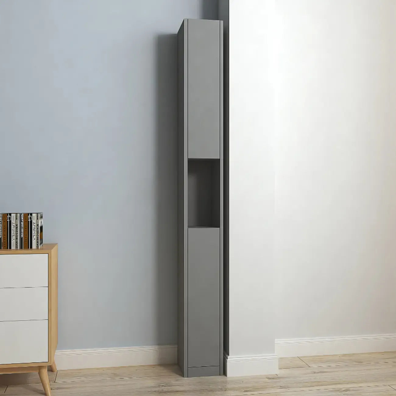 Vitrine moderne et élégante à étagères hautes rectangulaires en bois