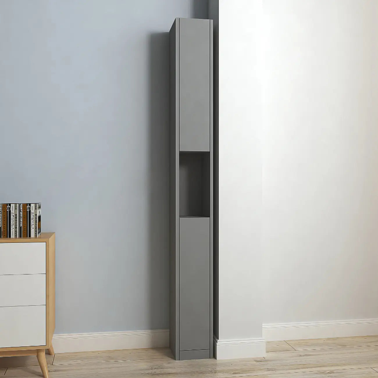 Vitrine moderne et élégante à étagères hautes rectangulaires en bois