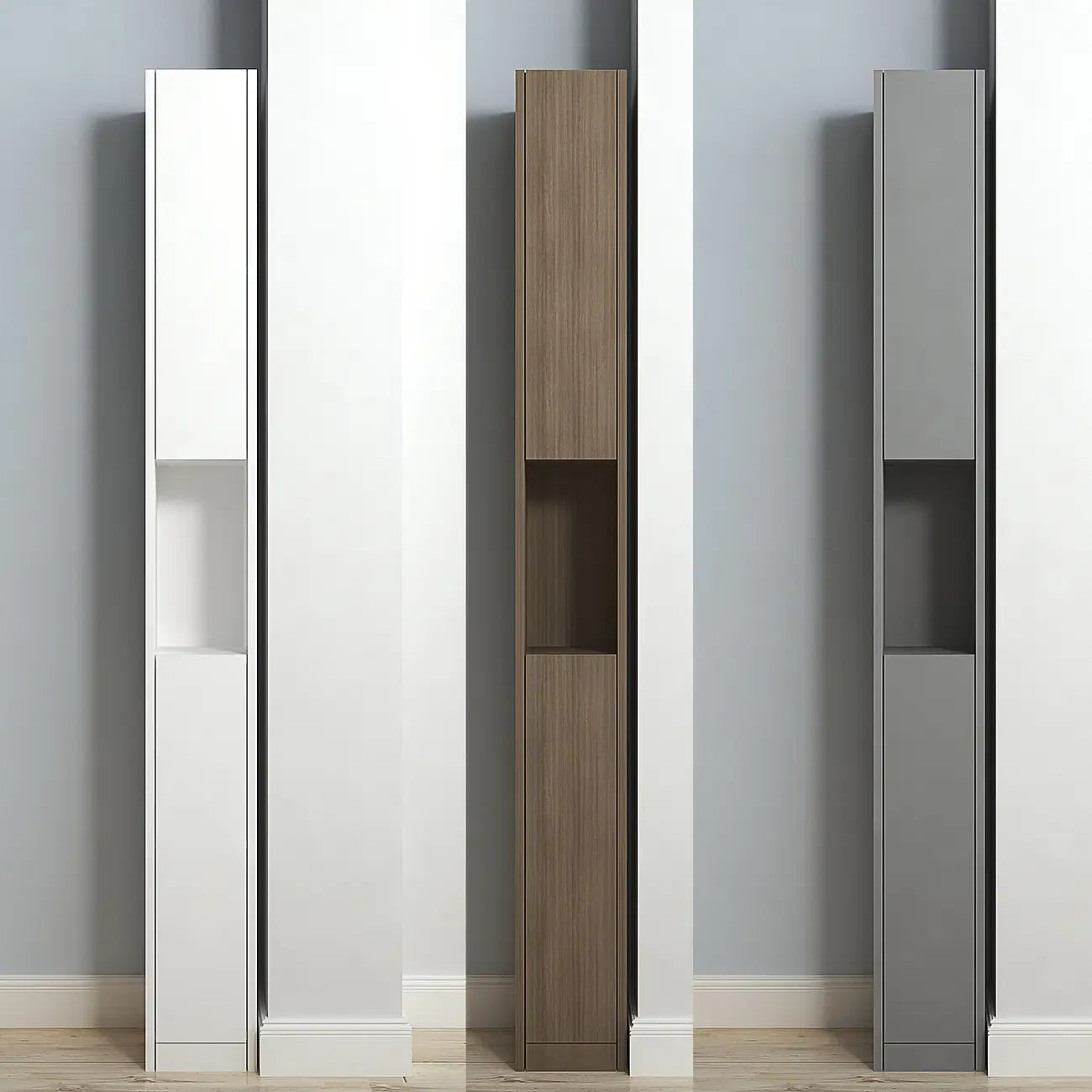 Vitrine moderne et élégante à étagères hautes rectangulaires en bois