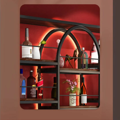 Casier à vin mural nordique en métal noir avec éclairage