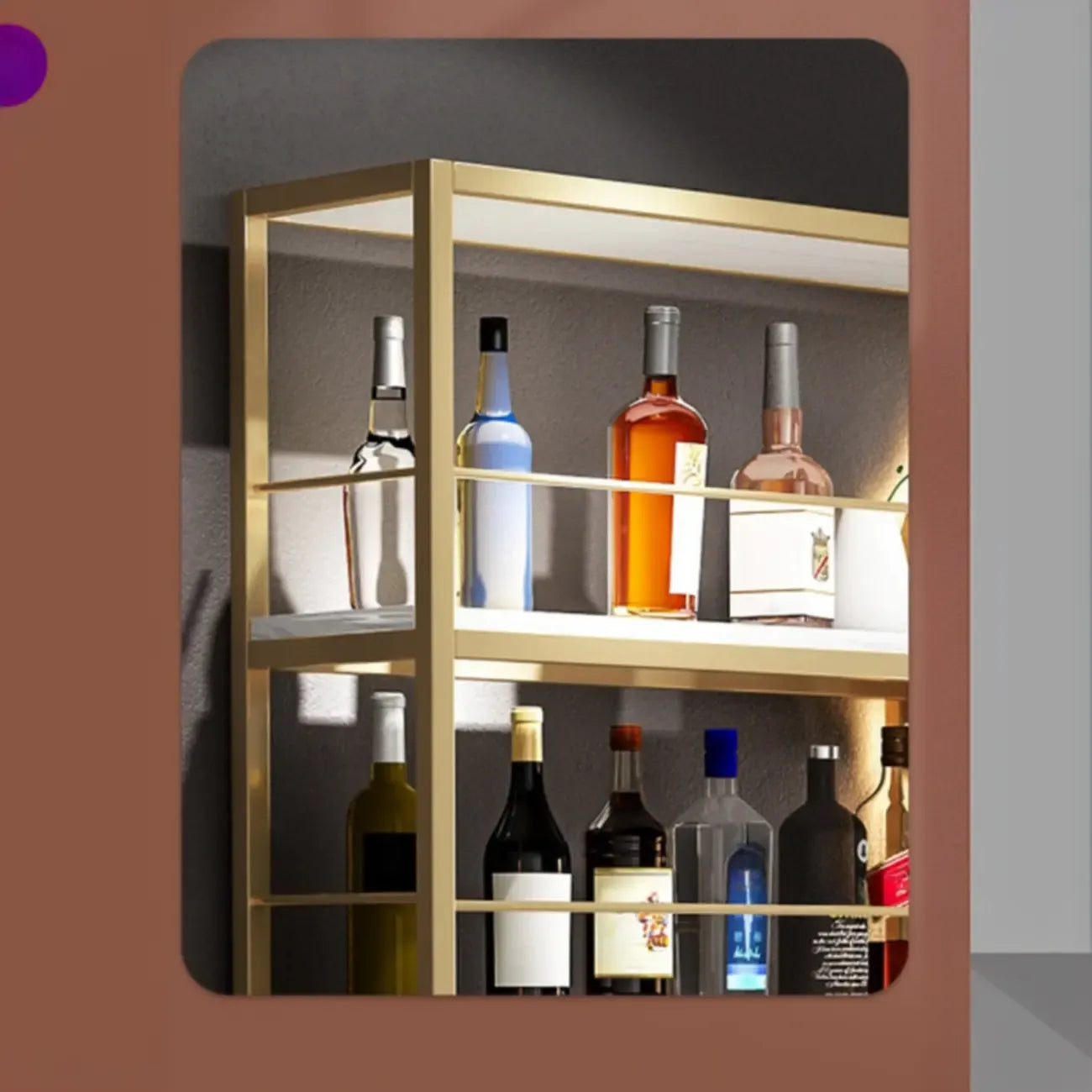 Casier à vin mural nordique en métal noir avec éclairage