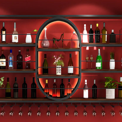 Casier à vin mural nordique en métal noir avec éclairage