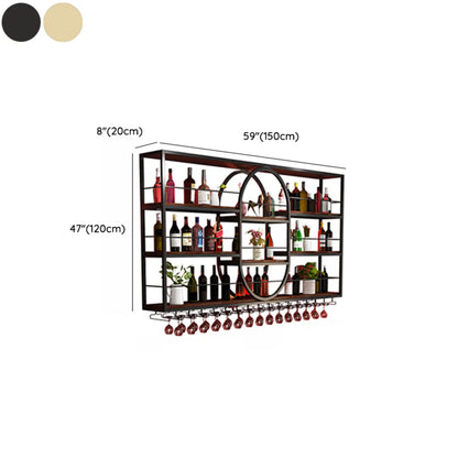 Casier à vin mural nordique en métal noir avec éclairage