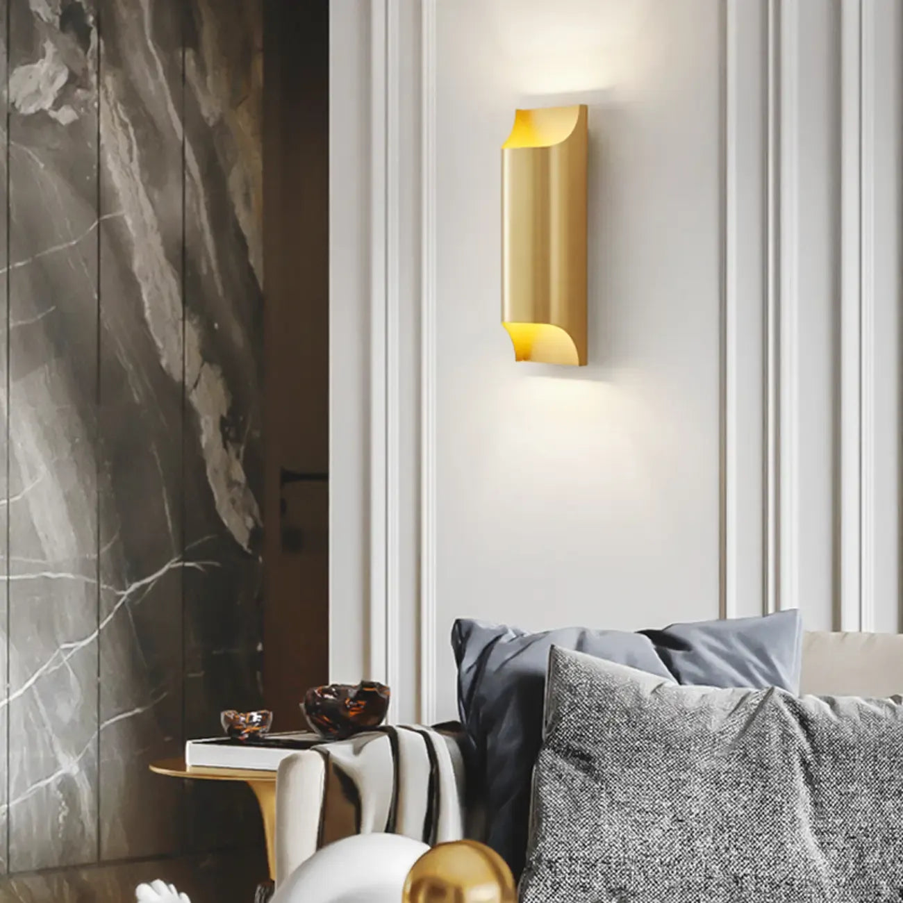 Applique murale LED à 2 lumières en cuivre, finition or/noir