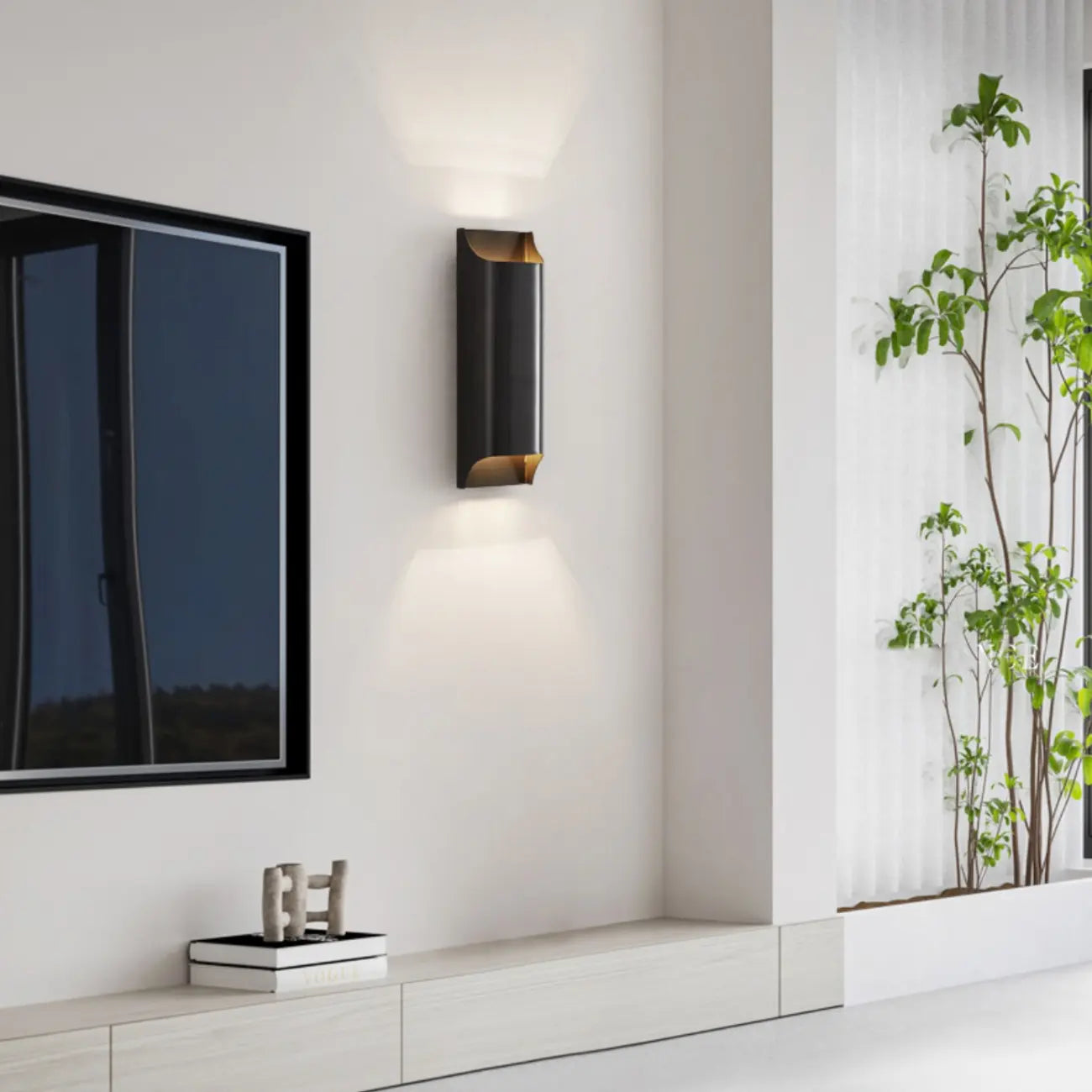 Applique murale LED à 2 lumières en cuivre, finition or/noir