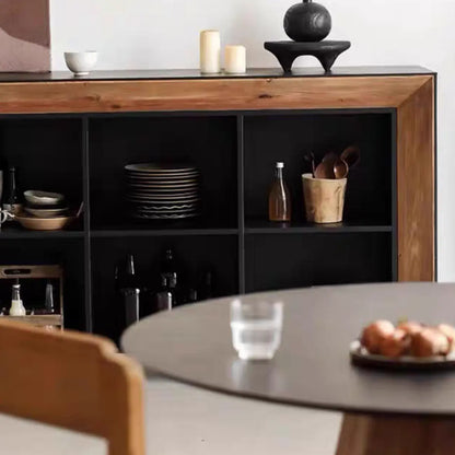 Vitrine de rangement ouverte moderne en pin noir et brun