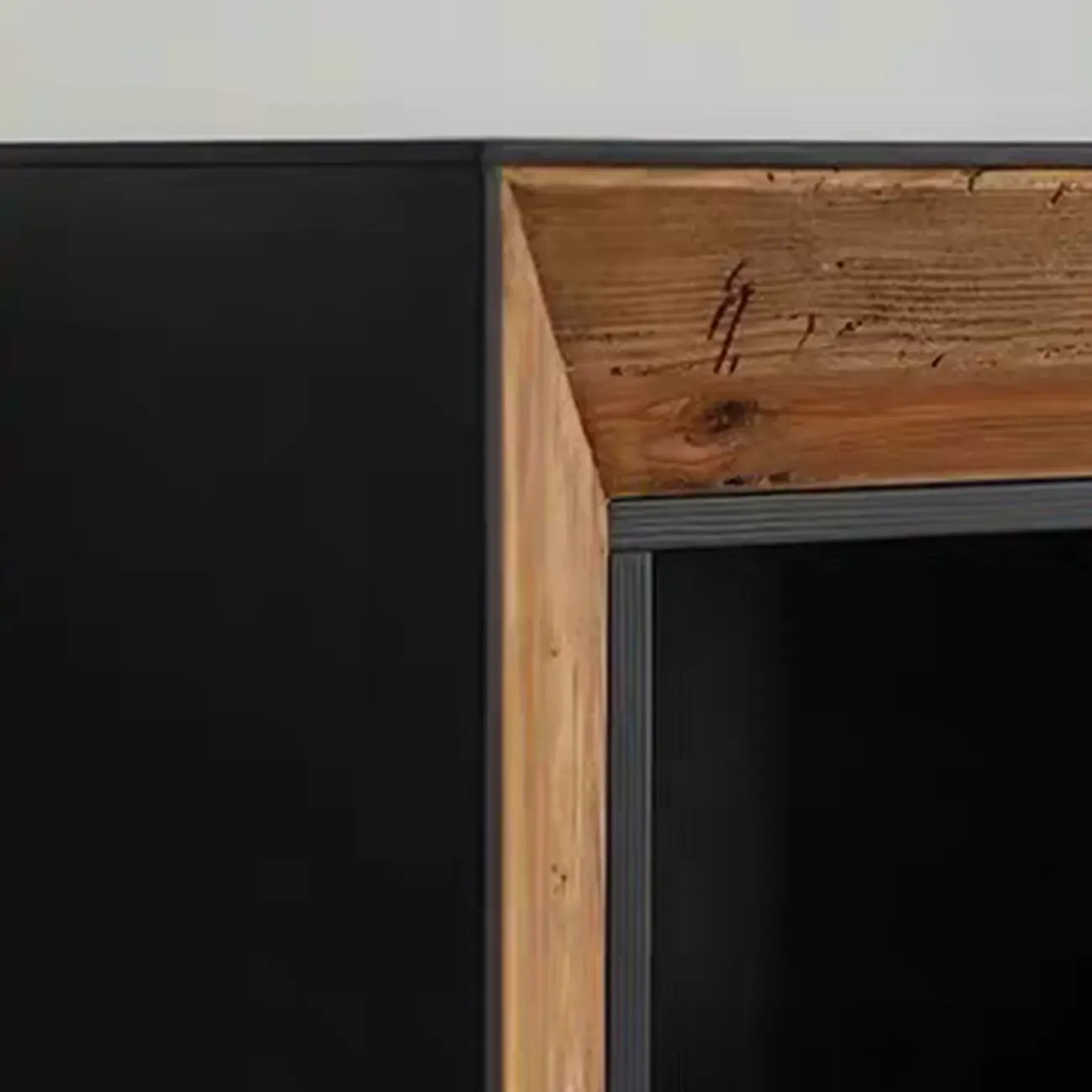 Vitrine de rangement ouverte moderne en pin noir et brun