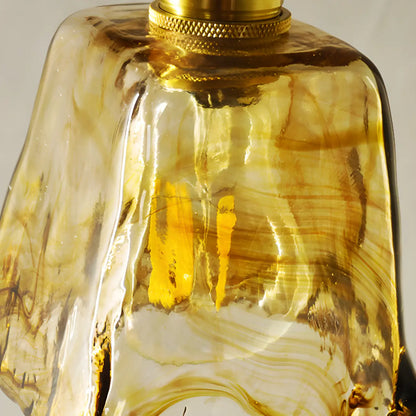 Applique murale vintage à bras articulé avec abat-jour en verre ambré