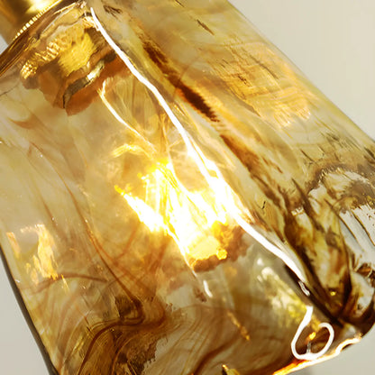 Applique murale vintage à bras articulé avec abat-jour en verre ambré