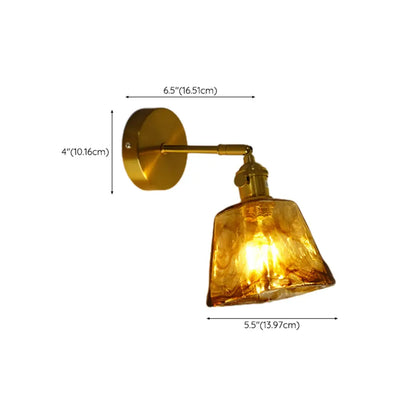 Applique murale vintage à bras articulé avec abat-jour en verre ambré