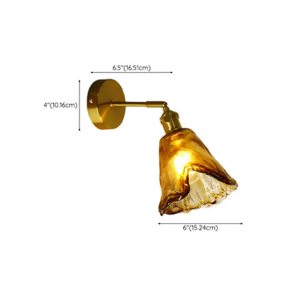 Applique murale vintage à bras articulé avec abat-jour en verre ambré