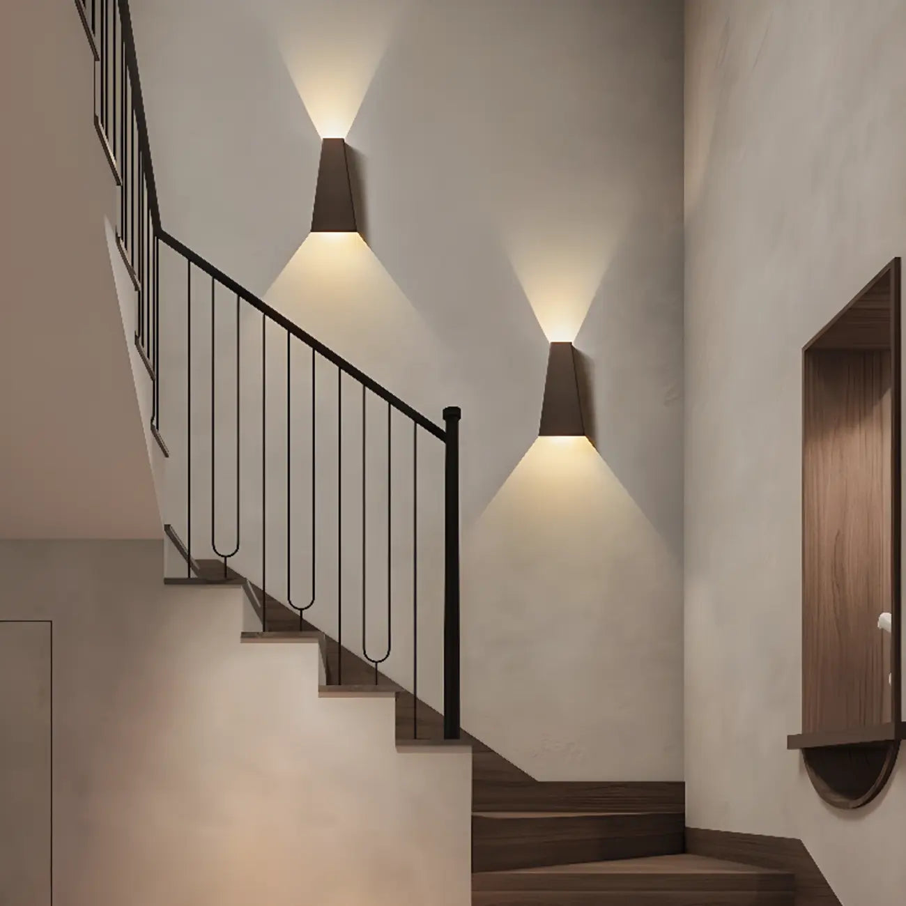 Applique murale géométrique simple à 2 lumières avec abat-jour en métal