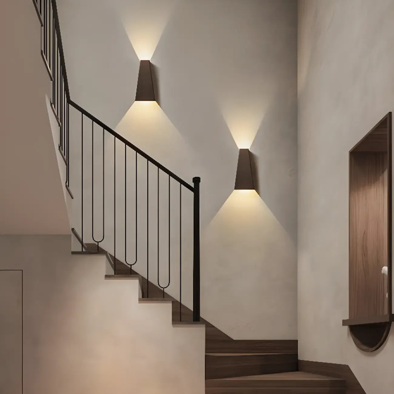 Applique murale géométrique simple à 2 lumières avec abat-jour en métal