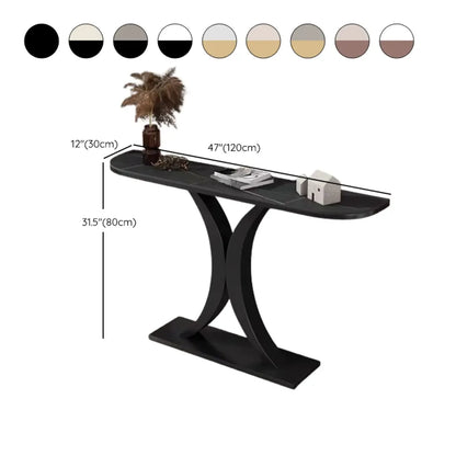 Console d'entrée demi-cercle en pierre blanche et or rose