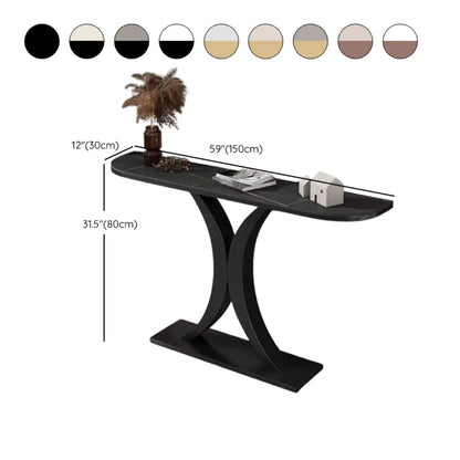 Console d'entrée demi-cercle en pierre blanche et or rose