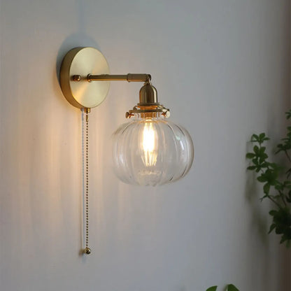 Applique murale vintage réglable avec abat-jour globe pour chambre à coucher