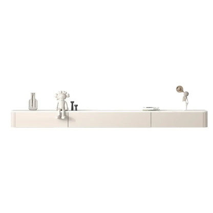 Meuble TV flottant en bois blanc cassé 71 cm avec gestion des câbles