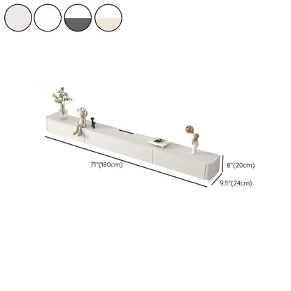 Meuble TV flottant en bois blanc cassé 71 cm avec gestion des câbles