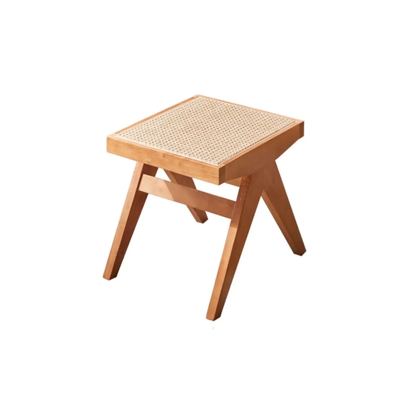 Bancs rectangulaires élégants en bois de cerisier avec plateau en rotin