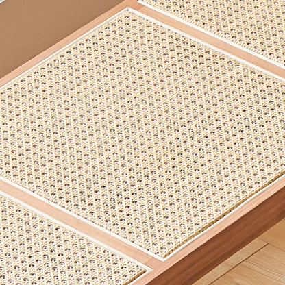 Bancs rectangulaires élégants en bois de cerisier avec plateau en rotin