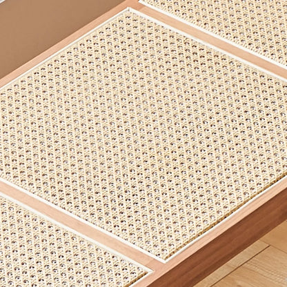 Bancs rectangulaires élégants en bois de cerisier avec plateau en rotin