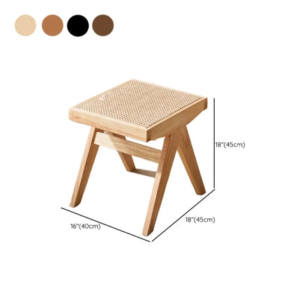 Bancs rectangulaires élégants en bois de cerisier avec plateau en rotin