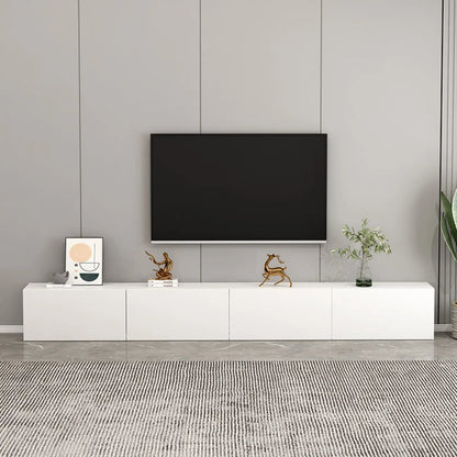 Meuble TV rectangulaire en bois blanc de 71 pouces avec rangement