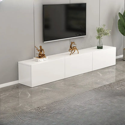 Meuble TV rectangulaire en bois blanc de 71 pouces avec rangement