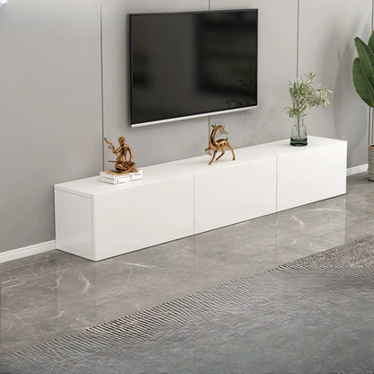 Meuble TV rectangulaire en bois blanc de 71 pouces avec rangement