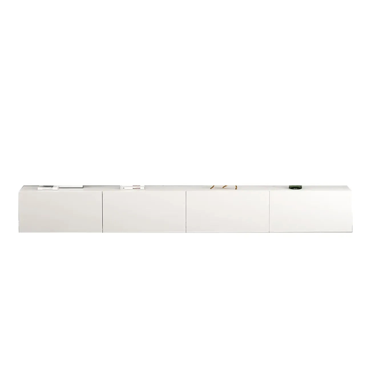 Meuble TV rectangulaire en bois blanc de 71 pouces avec rangement