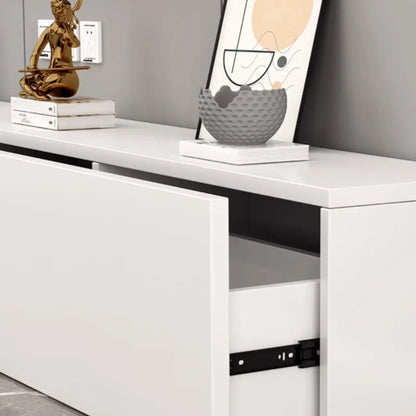 Meuble TV rectangulaire en bois blanc de 71 pouces avec rangement