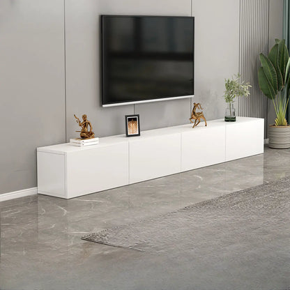 Meuble TV rectangulaire en bois blanc de 71 pouces avec rangement