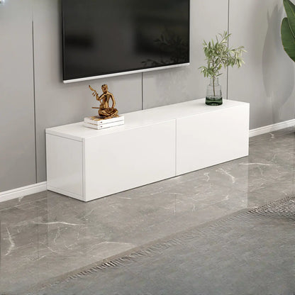 Meuble TV rectangulaire en bois blanc de 71 pouces avec rangement