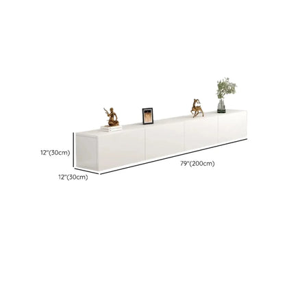 Meuble TV rectangulaire en bois blanc de 71 pouces avec rangement