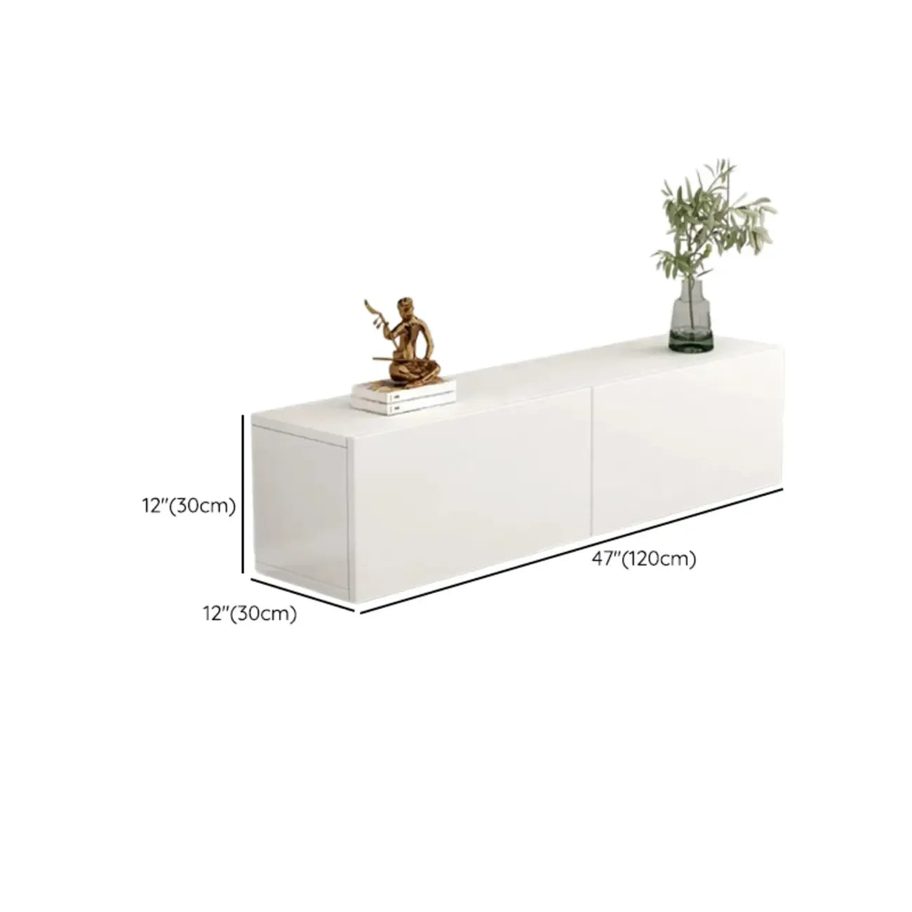 Meuble TV rectangulaire en bois blanc de 71 pouces avec rangement