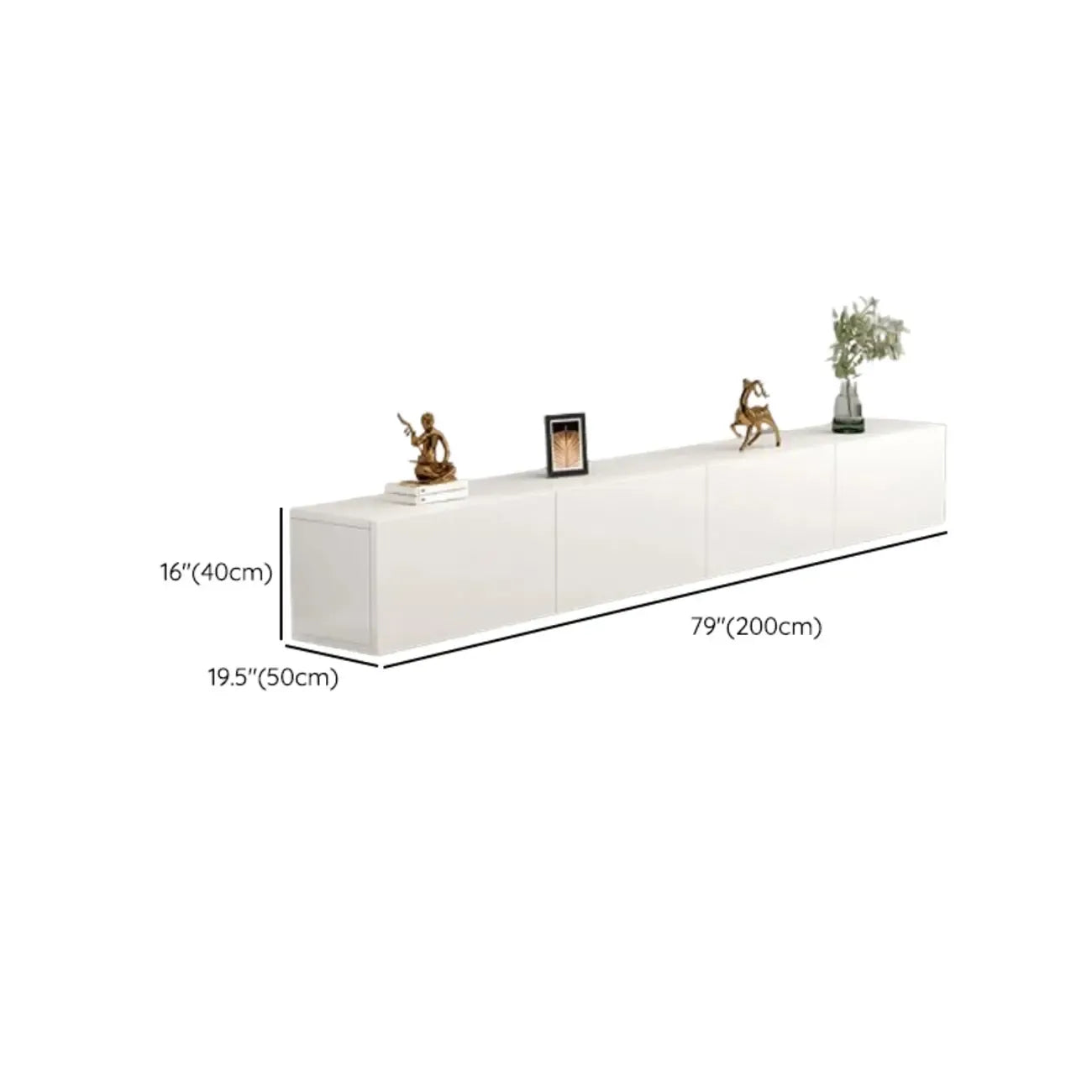 Meuble TV rectangulaire en bois blanc de 71 pouces avec rangement