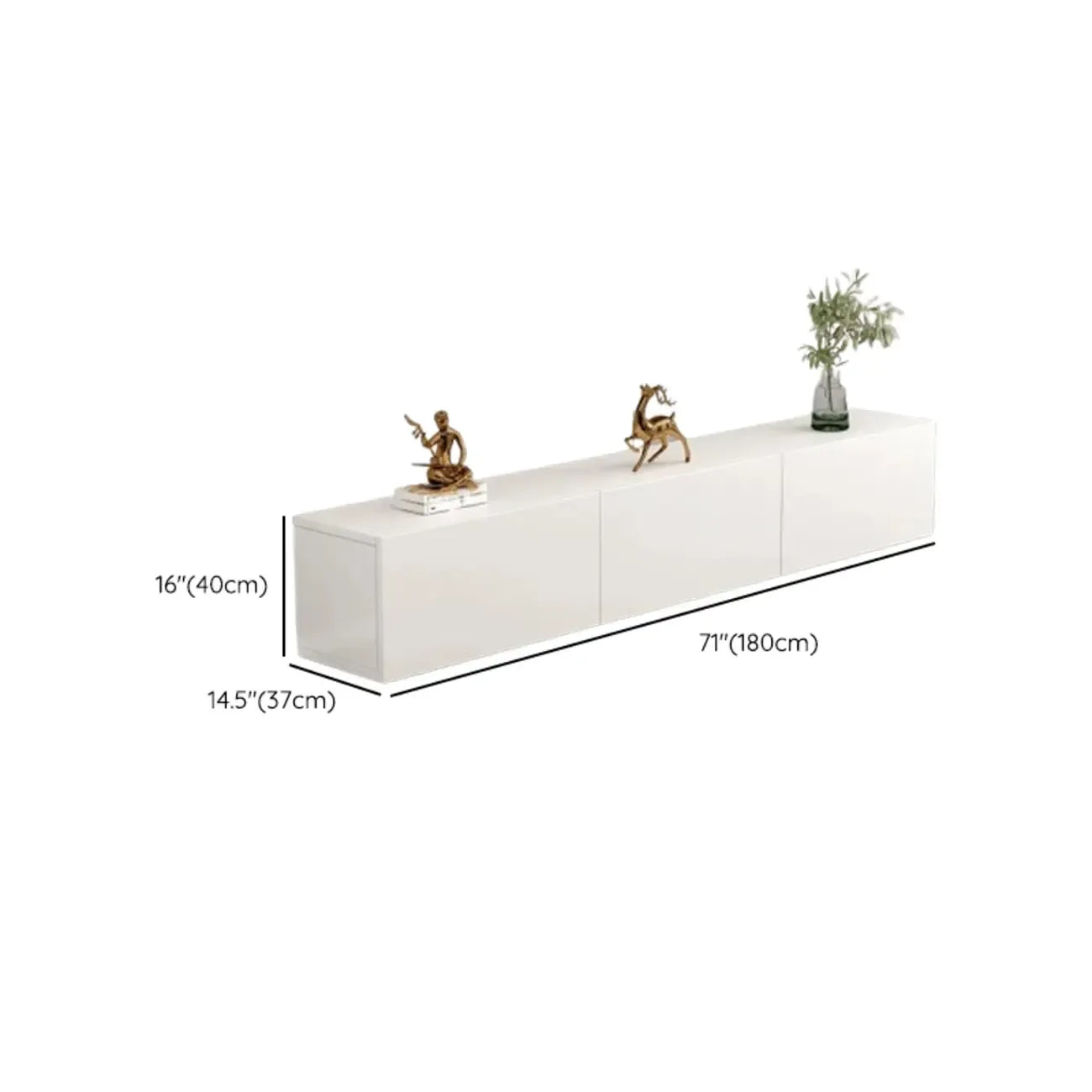 Meuble TV rectangulaire en bois blanc de 71 pouces avec rangement
