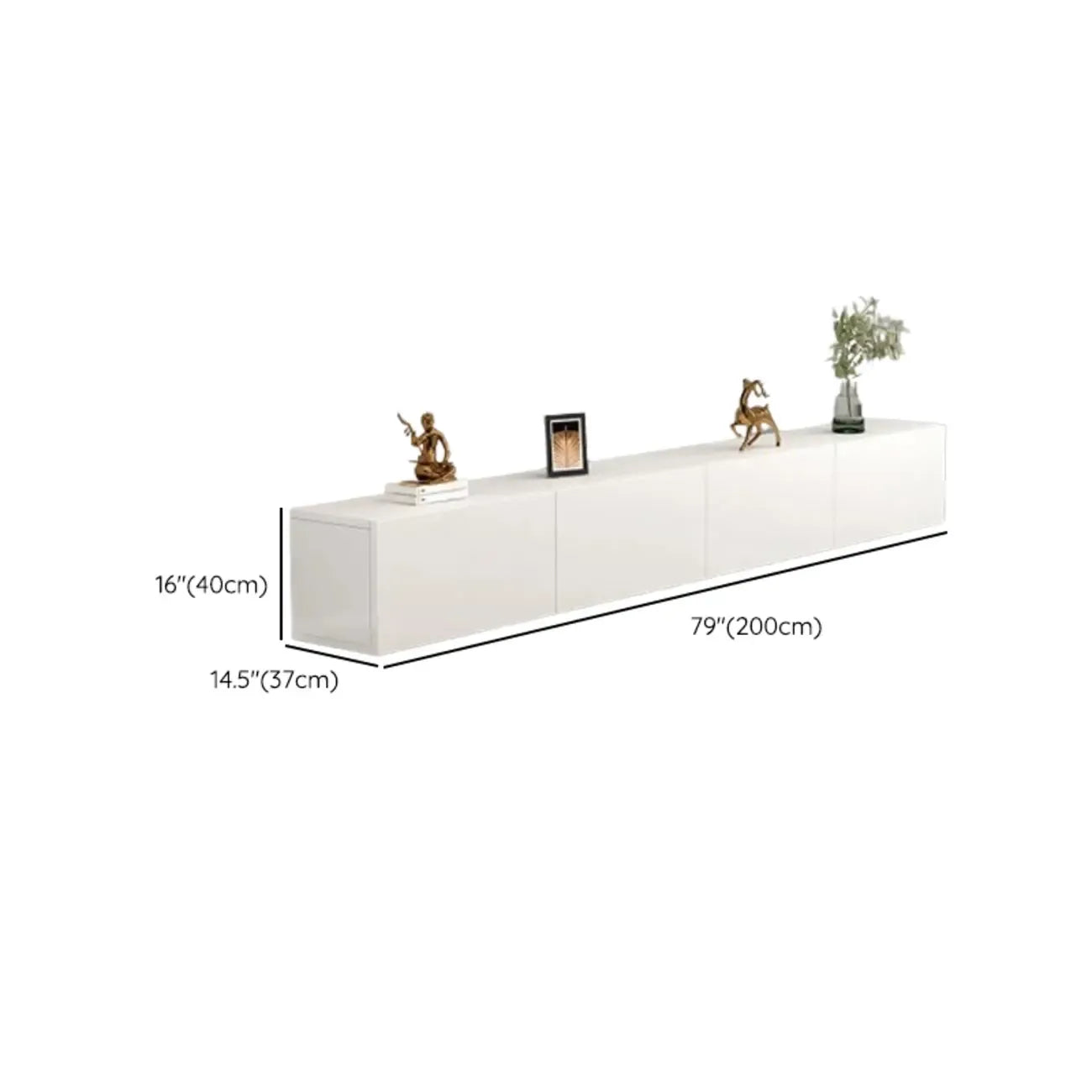 Meuble TV rectangulaire en bois blanc de 71 pouces avec rangement