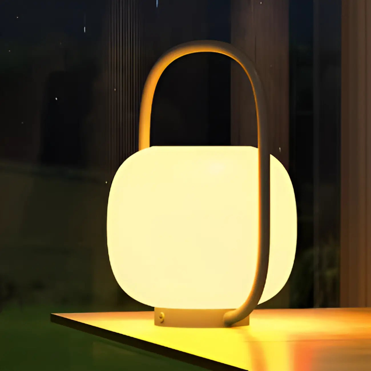 Lampes solaires d'extérieur à poignée, tambour, métal blanc, lumière chaude