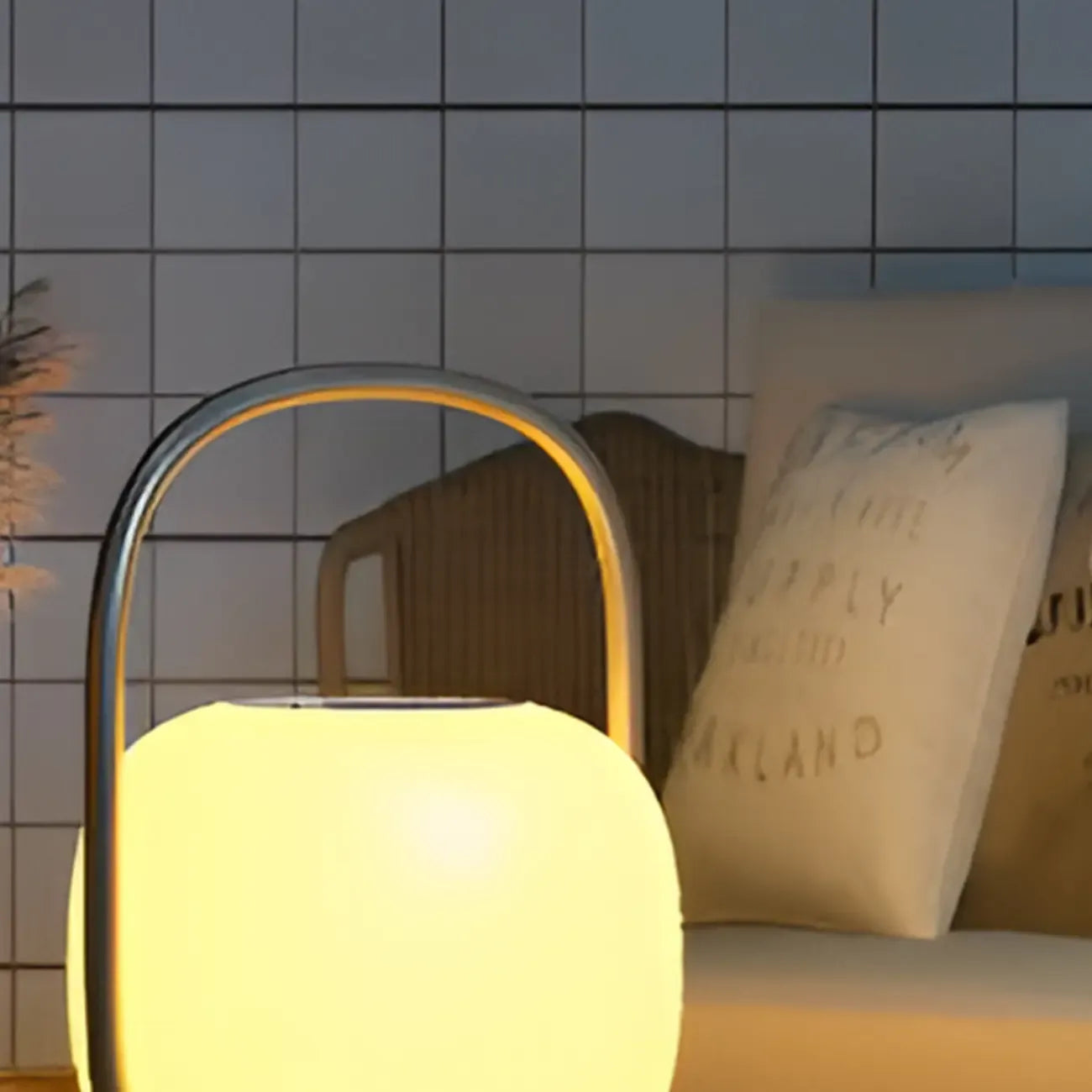 Lampes solaires d'extérieur à poignée, tambour, métal blanc, lumière chaude