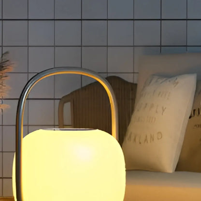 Lampes solaires d'extérieur à poignée, tambour, métal blanc, lumière chaude