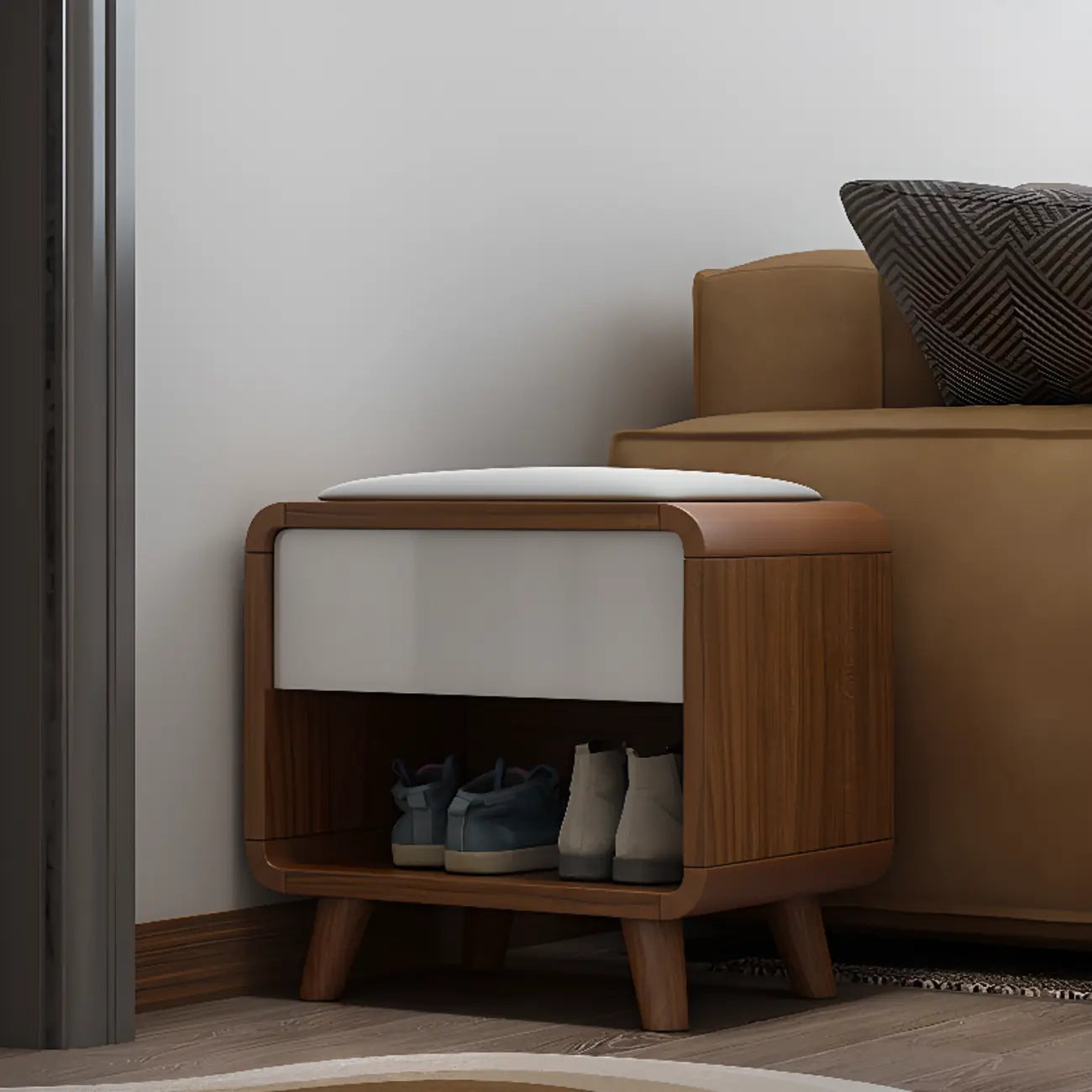 Armoire à chaussures d'entrée traditionnelle en noyer